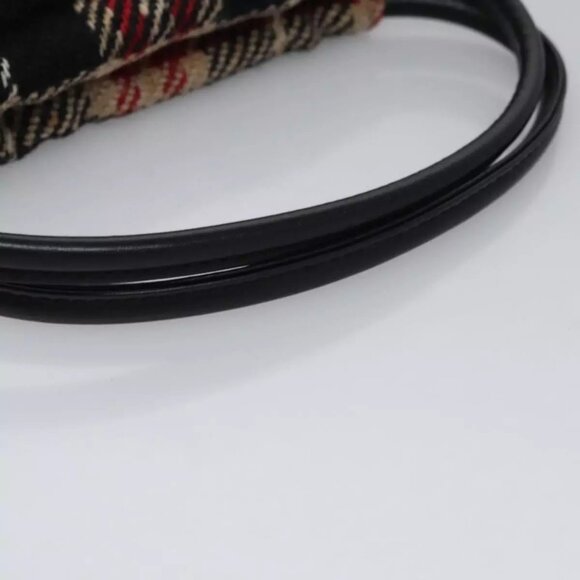 BURBERRY Nova Check Hand Bag Wool Red Black Auth - Picture 4 of 16